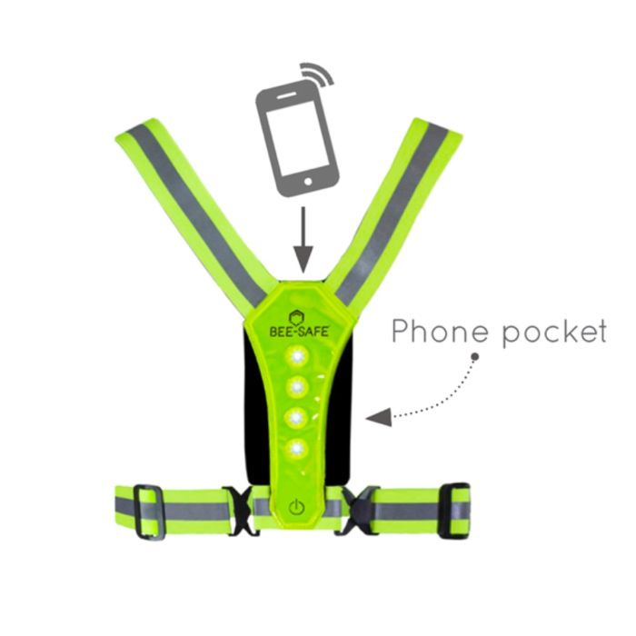 Bee-Safe LED Harness Phone Pocket Gul Unisex
