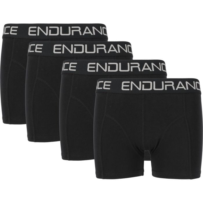 Endurance Boxer Shorts 4-Pack Sort Str. 10-12/152-158 til aktiv livsstil og komfort