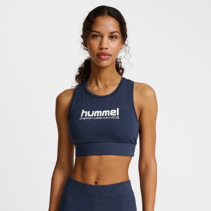 Hummel Pulse Logo Light Support Bra XS Dame - Blå, ideel til løb og træning