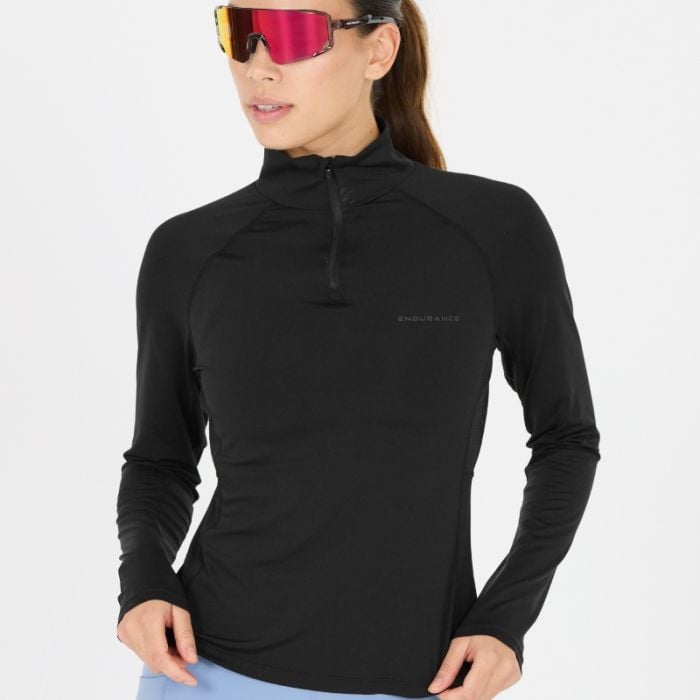 Endurance Chrissie Midlayer Dame - Sort Mellemlag til løb og træning, komfortabel og åndbar.