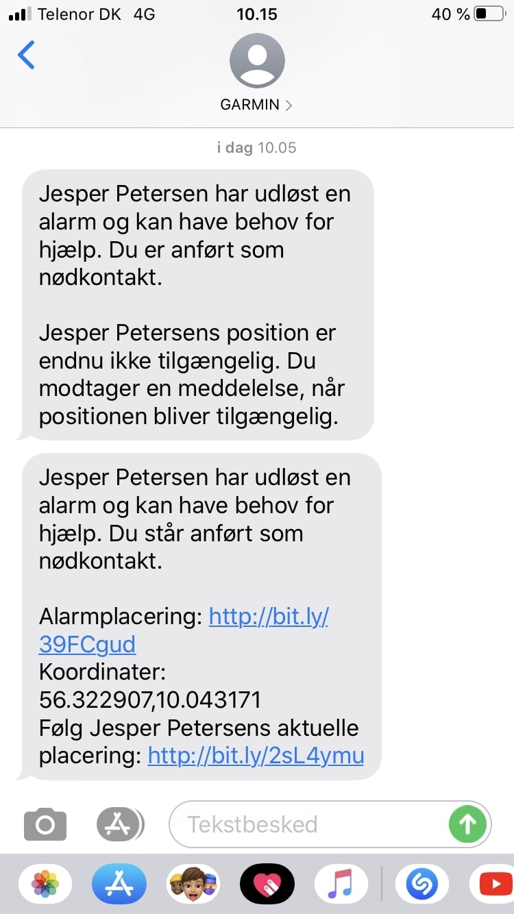 garmin inciden detection besked