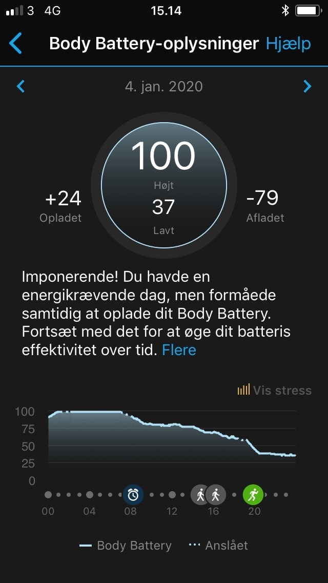 garmin connect statistik body battery