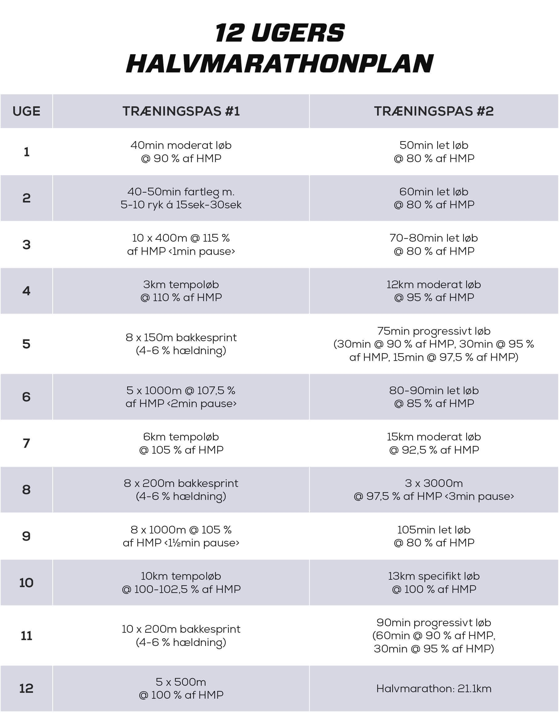 Halvmarathon program